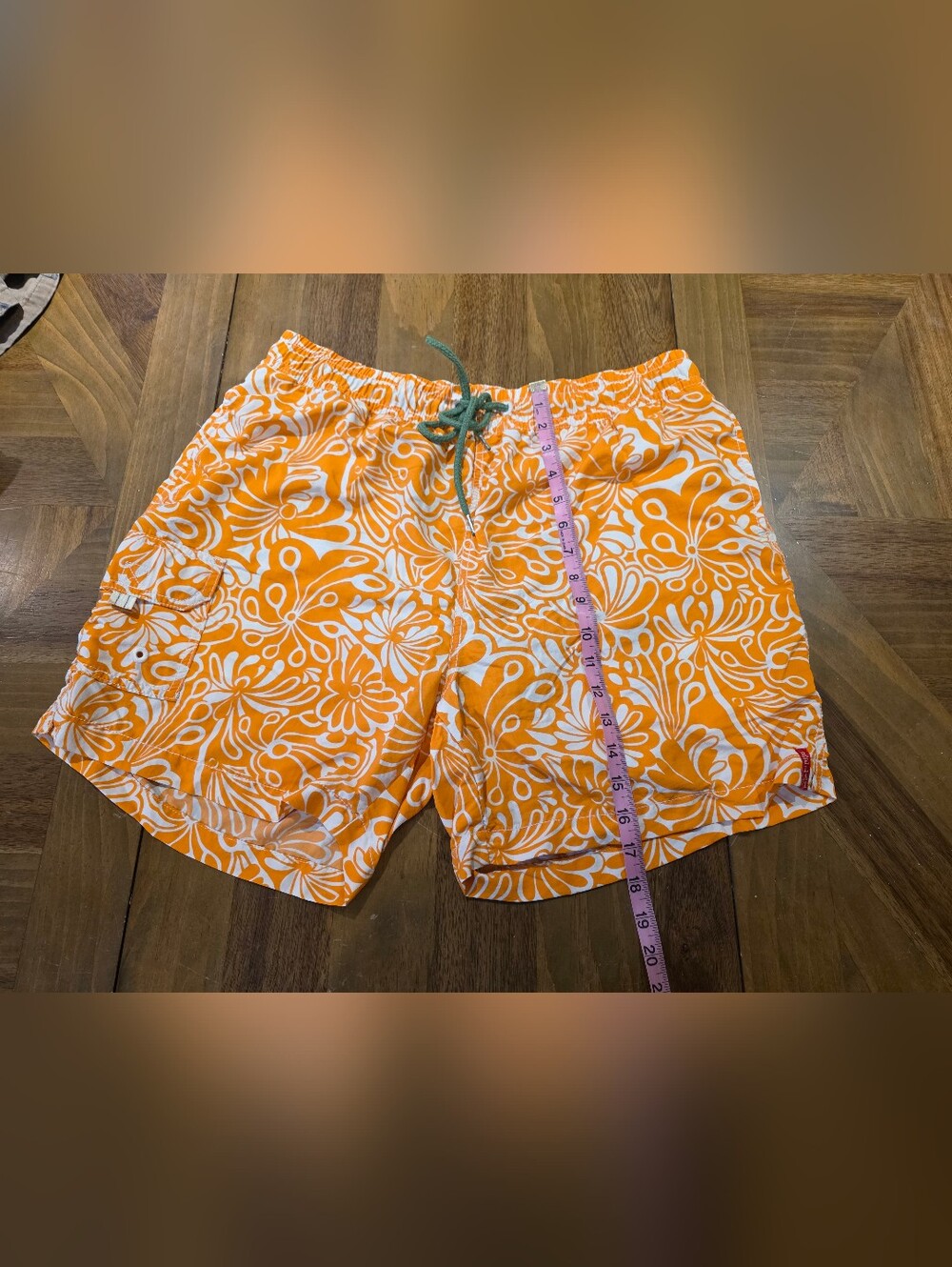 Tommy Bahama Orange Tropical Floral Baja Swim Trunks Sz Large Summer